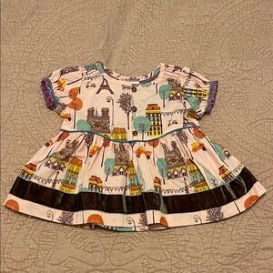 Matilda Jane Paris Print Short Sleeve Dress in Pink, Teal & Purple Size 18M